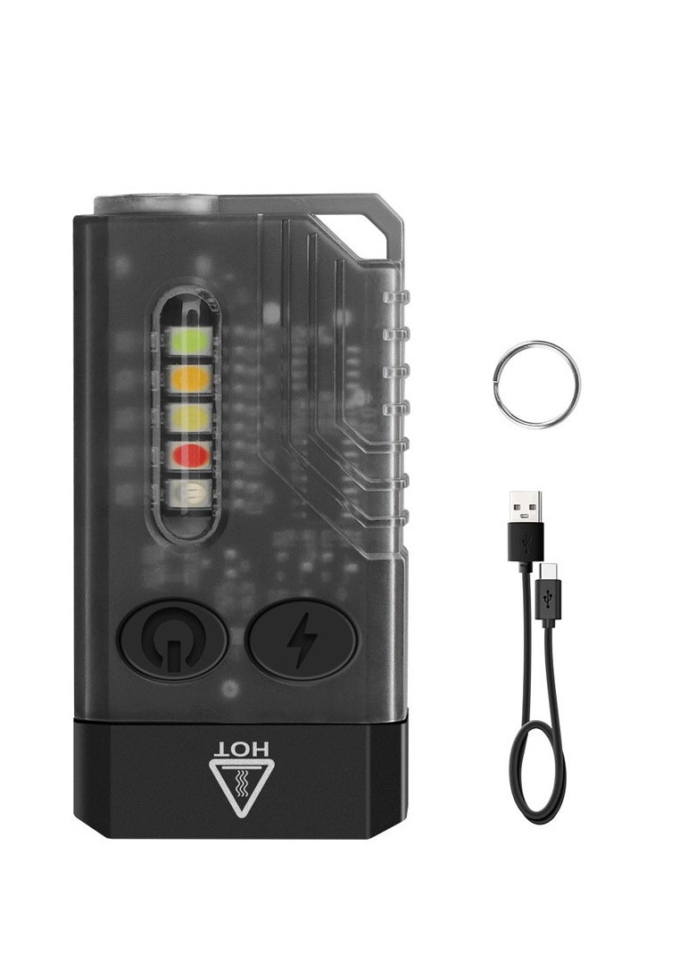 BORUIT Small Powerful Flashlight 1000LM with Red Blue Warm Light, 80dB Buzzer - Mini Keychain Pocket Rechargeable LED Flashlights USB EDC Clip Flash Light - Image 1