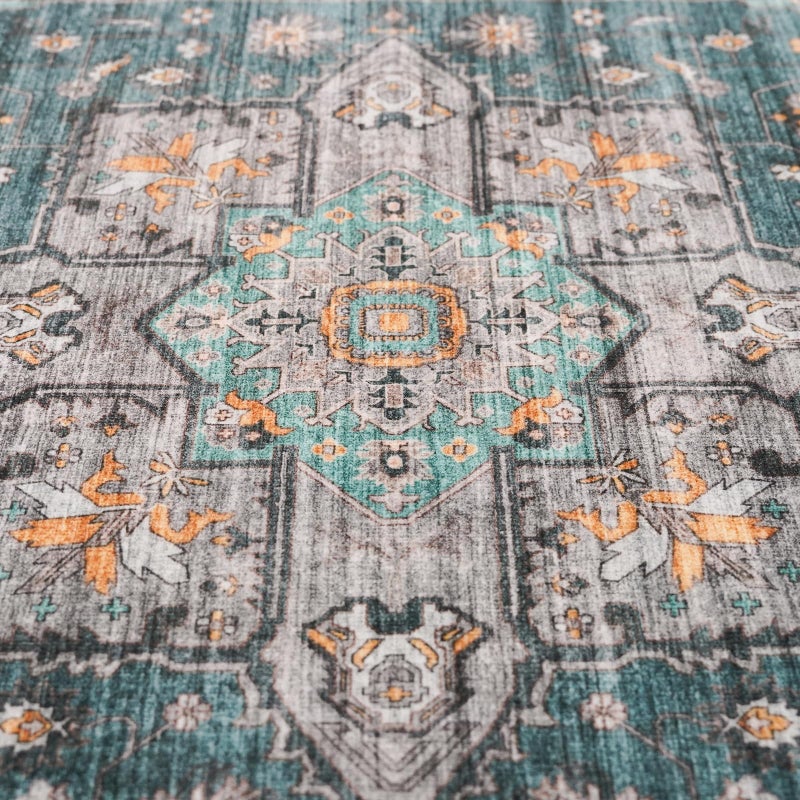 RUUGME Living Room 9x12 Area Rugs - Large Boho Rugs for Living Room Stain Resistant Carpet Vintage Tribal Rugs for Bedroom Kitchen Bathroom with Non Slip Backing Home Decor Floor Decoration Mat 9x12 Teal - Image 4