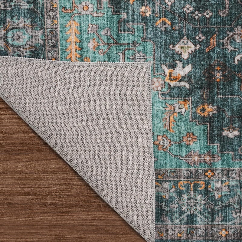 RUUGME Living Room 9x12 Area Rugs - Large Boho Rugs for Living Room Stain Resistant Carpet Vintage Tribal Rugs for Bedroom Kitchen Bathroom with Non Slip Backing Home Decor Floor Decoration Mat 9x12 Teal - Image 5