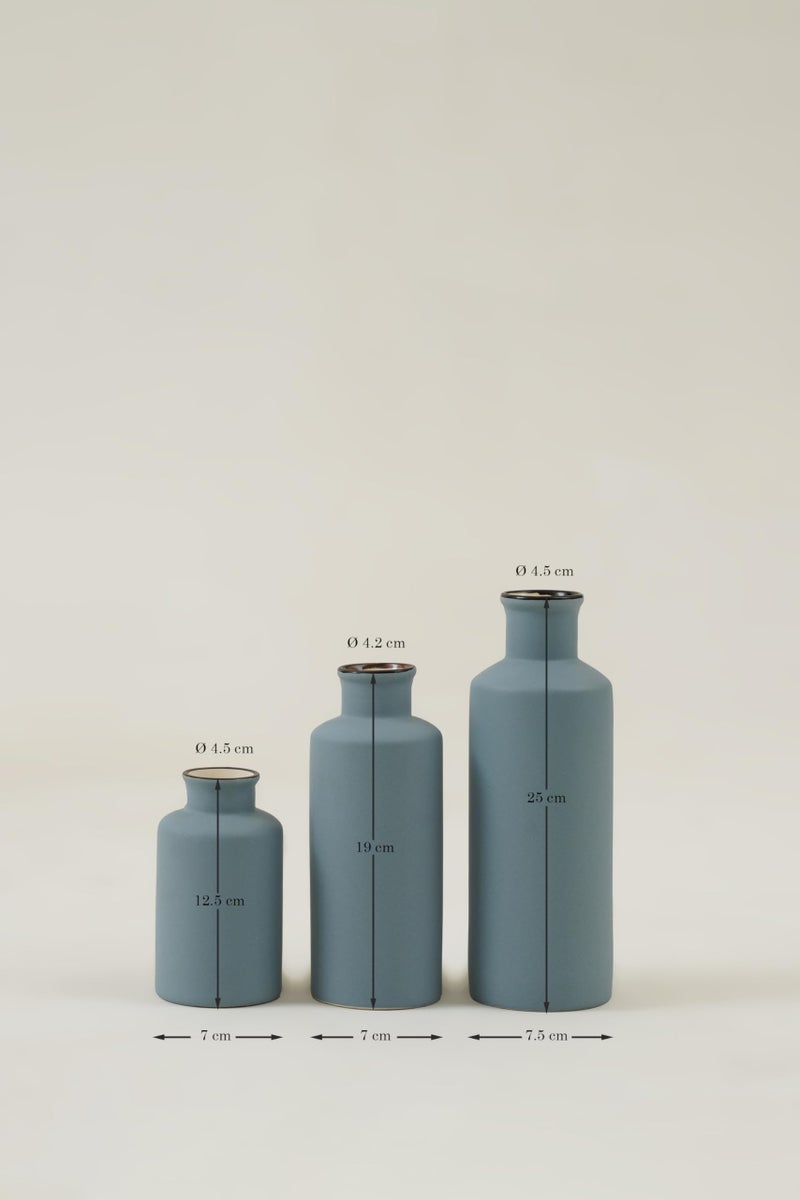PUREZENTO Vintage Roman Bottle Vase 3Pcs Ceramic Vases, Rustic Beautiful Decorative Flower Vases Set for Modern Farmhouse Decoration, Living Room, Table, Bookshelf, Mantel and Entryway Decor (Grey) - Image 4