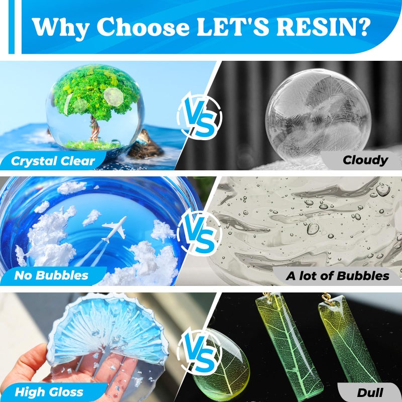 LET'S RESIN مجموعة راتنج LET'S RESIN، 1.5 جالون راتنج إبوكسي خالي من الفقاعات وشفاف كالكريستال مع أكواب قياس، عصا تحريك، قفازات، راتنج ومصلب لصب القوالب، المجوهرات، الفن، الحرف اليدوية - Image 4