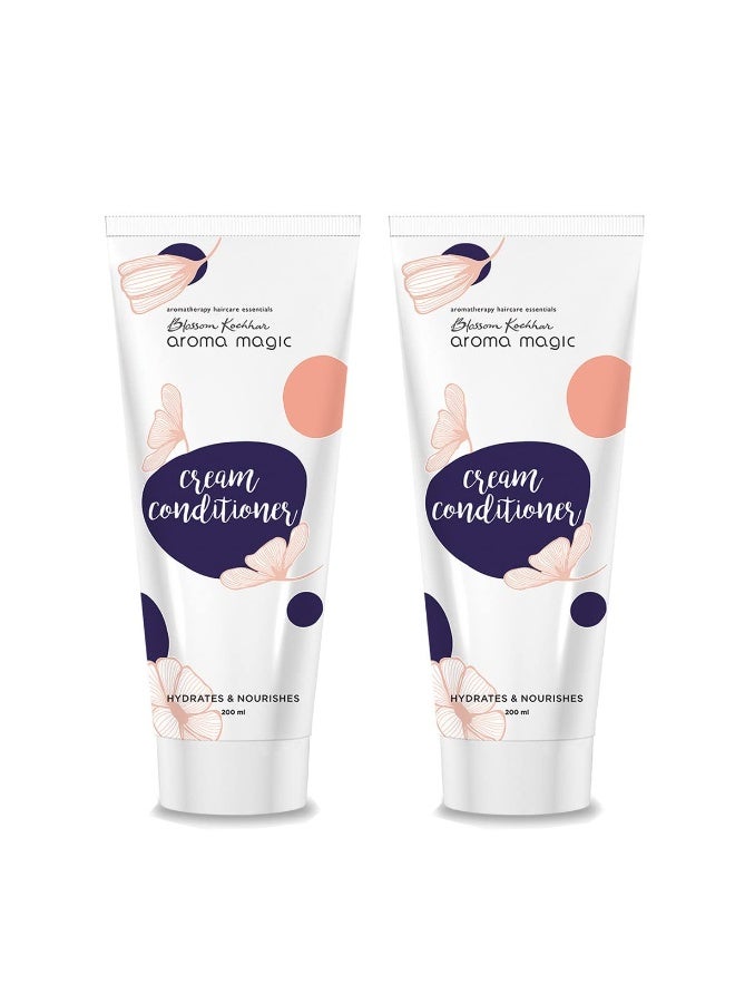Aroma Magic Cream Conditioner | for Split Ends, Dry Scalp & Dull Hair| Boost Hair Growth & Add Shine| Rosemary & Argan oils, Green tea, Carrot seed & Aloe Vera 200ml (Pack of 2) - Image 1