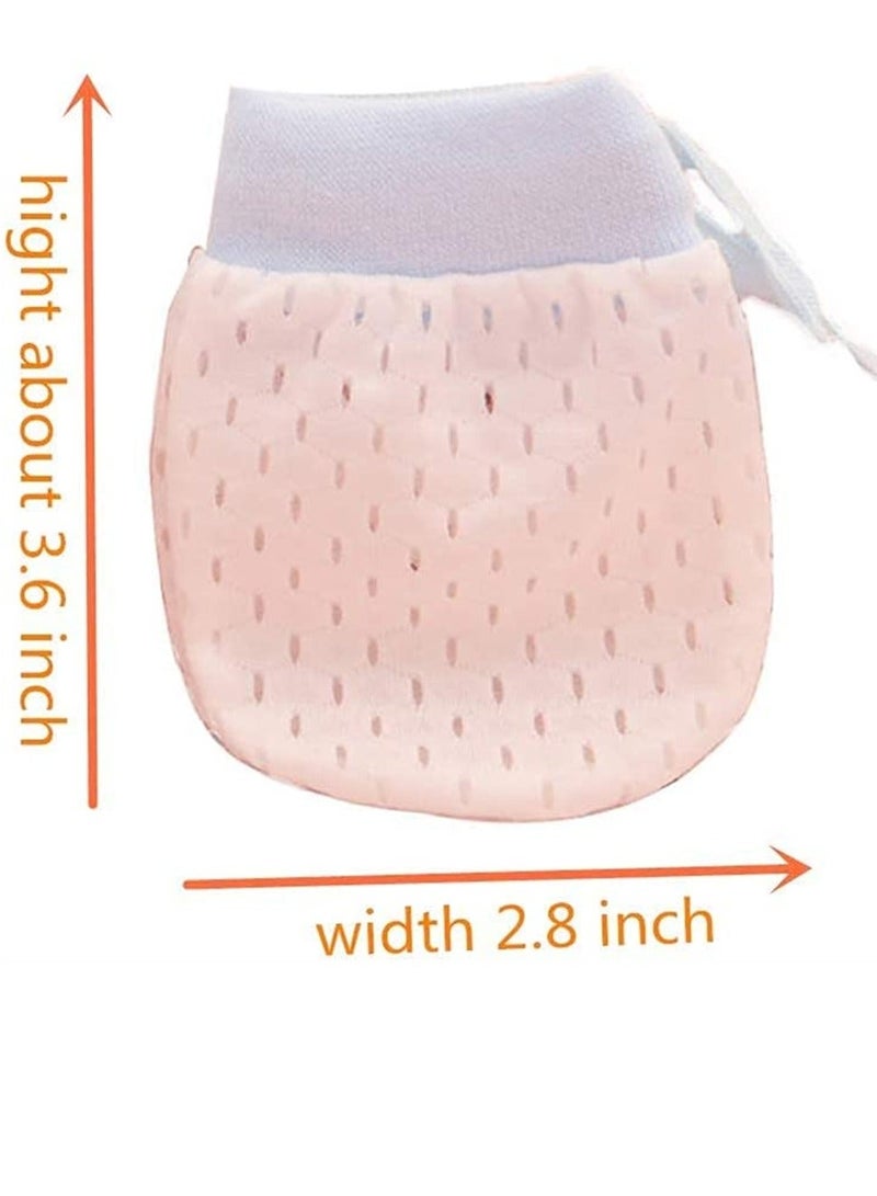 Baby Stretch Gloves 4 Pairs Anti Scratch Face Adjustable Gloves Ice Silk Gloves Mesh Breathable Drawstring Newborn Toddler Gloves for Newborns From 0 to 12 Months - Image 2