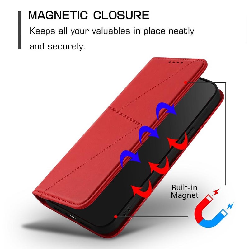 erorex For Itel A90 Strong Magnetic Frosted Flip Leather Phone Case(Red) - Image 5