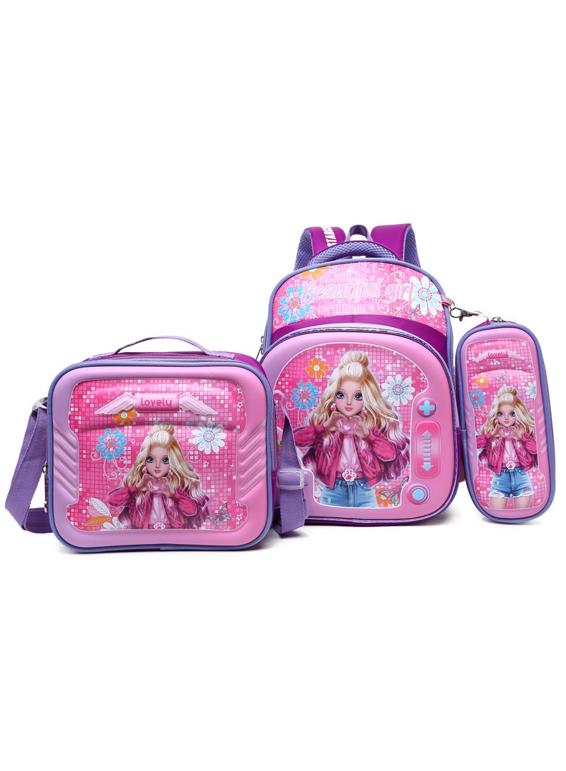 ستارجولد حقيبة ظهر للأطفال مكونة من 3 قطع للفتيات الصغيرات مع حزام قابل للتعديل للمدرسة مقاس 12 بوصة