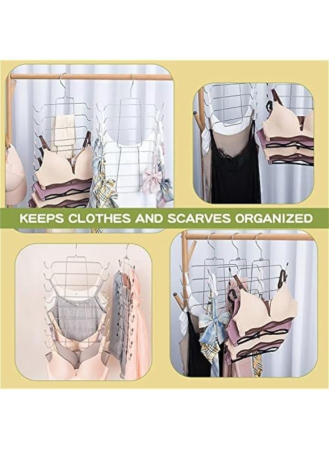 Metal Tank Tops Hanger Space Saving Foldable Bra Organizer with 360°Swivel Hook Closet Clothes Hanger for Tank Tops, Camisole, Bathing Suits, Bras, Scarves, Belts (Beige) - Image 4