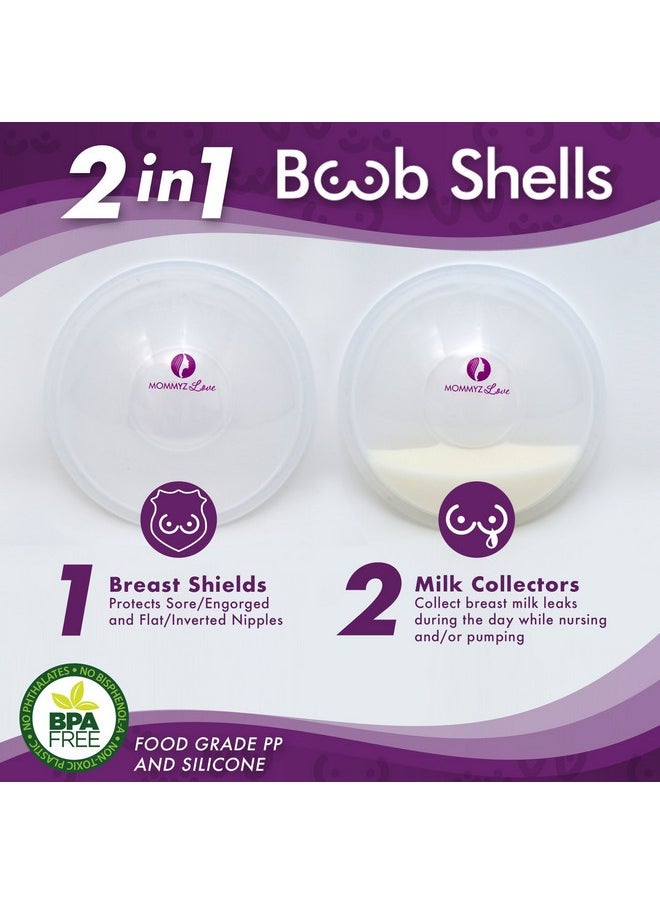 Mommyz Love Breast Shell & Milk Catcher For Breastfeeding Relief (2 In 1) Protect Cracked Sore Engorged Nipples & Collect Breast Milk Leaks During The Day While Nursing Or Pumping (4 Pack)  - Image 2