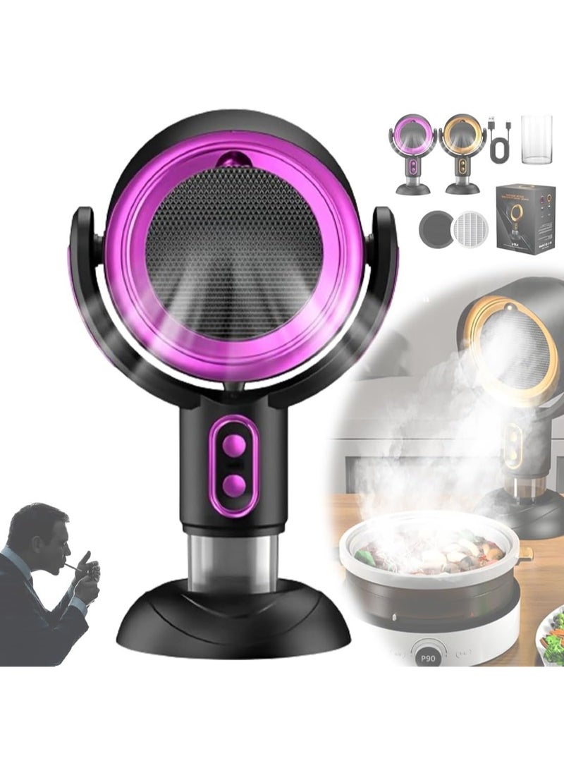 MOCOM Mini Table Range Hood - USB Rechargeable Portable Kitchen Exhaust Fan | Adjustable 15° Angle, 3000mAh Battery, 2-Speed | Detachable Smoke Purifier for Camping, Hot Pot, BBQ, RV, Dorms & Small Kitchens (Black, ABS+PP)  - Image 1