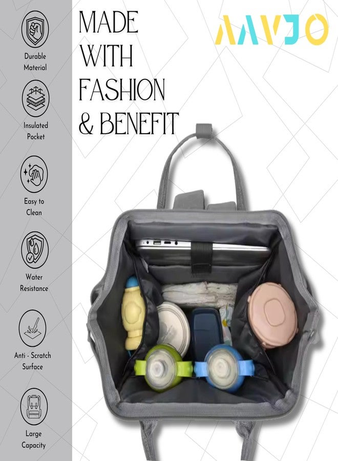 Aavjo Baby Diaper Bag for Mother | Maternity Laptop Backpack | Baby Travel Bag with Waterproof Tote Pouch | Quilted Design | Grey - Image 3