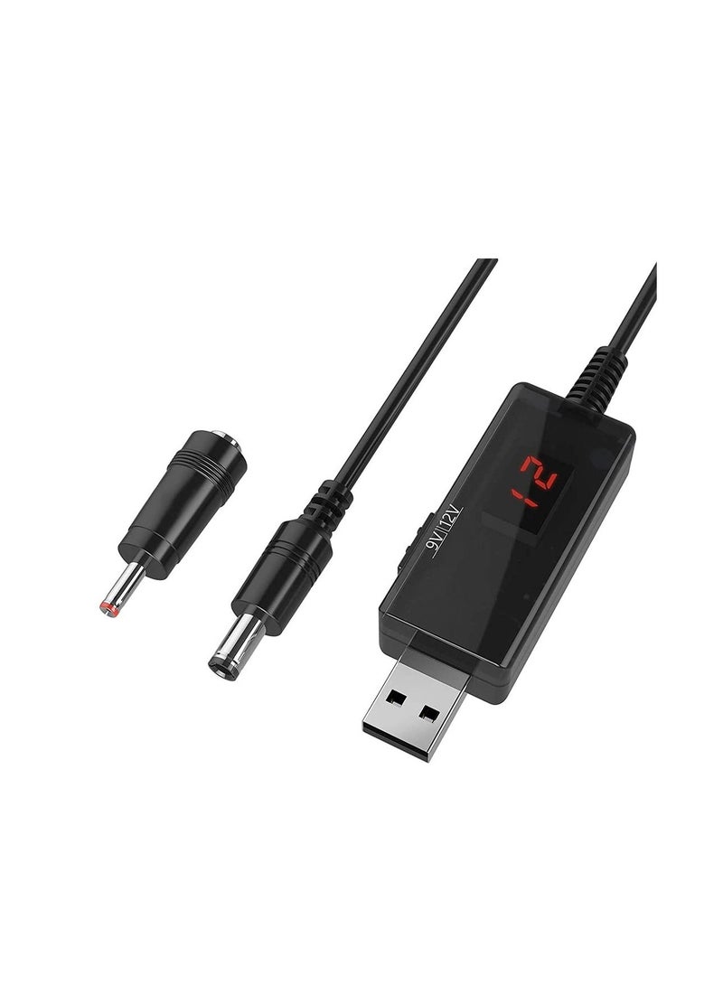 محول الجهد، USB إلى 9 فولت، 5 فولت إلى 12 فولت، كابل USB، محول جهد DC 5 فولت إلى 9 فولت 12 فولت، محول جهد 1 أمبير، منظم طاقة مع شاشة LED العلامة التجارية: ELECDON - Image 1