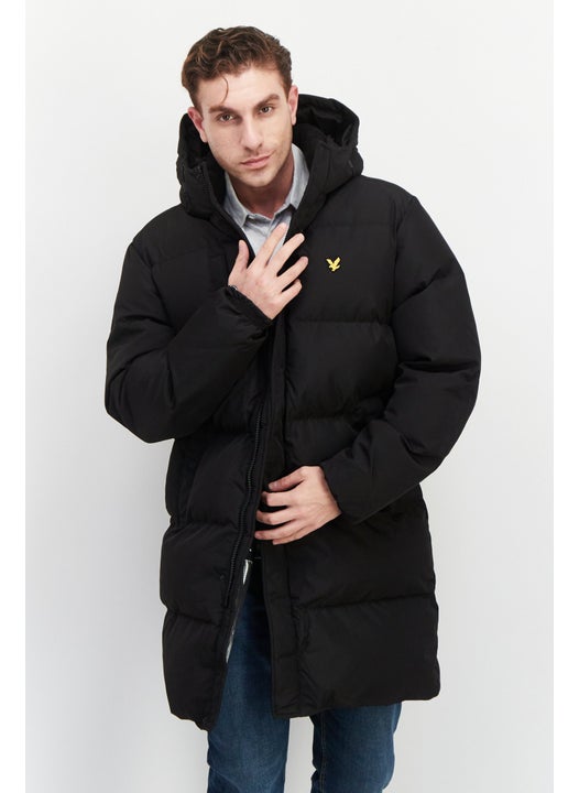 Men Plain Puffer Jacket, Black