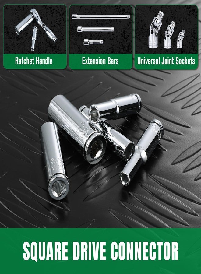 اس كي كي طقم مقابس SK Tools USA بقطر 1/4 بوصة، 11 قطعة، 6 رؤوس، SAE، كروم عميق | SK01344 - Image 4