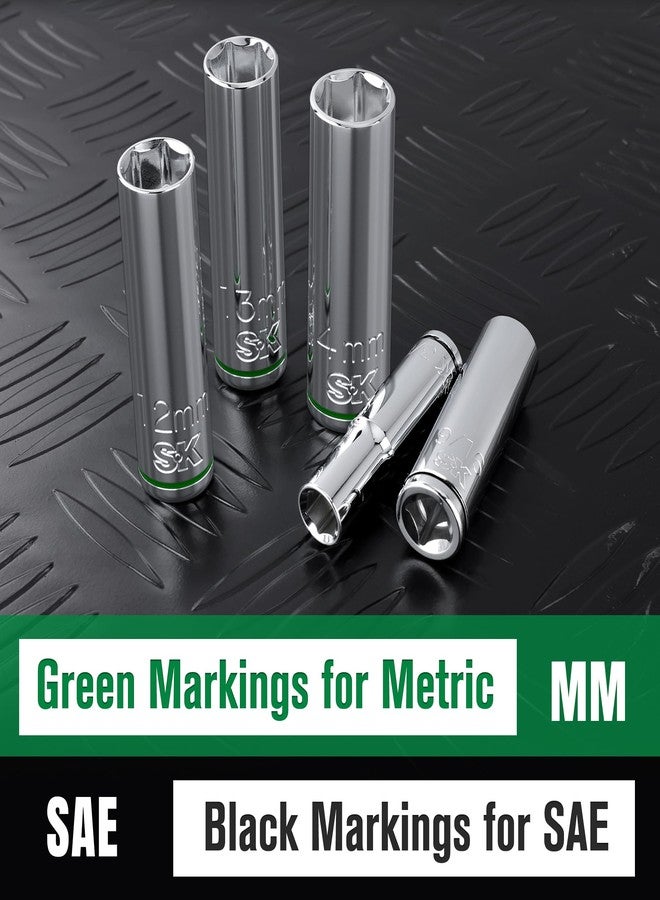 اس كي كي طقم مقابس SK Tools USA بقطر 1/4 بوصة، 11 قطعة، 6 رؤوس، SAE، كروم عميق | SK01344 - Image 2