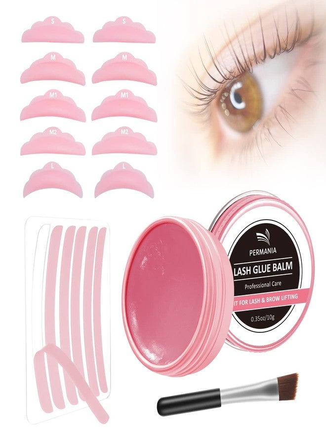 PERMANIA Lash Lift Rods, Great Smell Lash Glue Balm for Eyelash Perm Silicone Curler Pads Reusable Lash Perm Covers Makeup Beauty Tools 17PCS(Pink) - Image 1