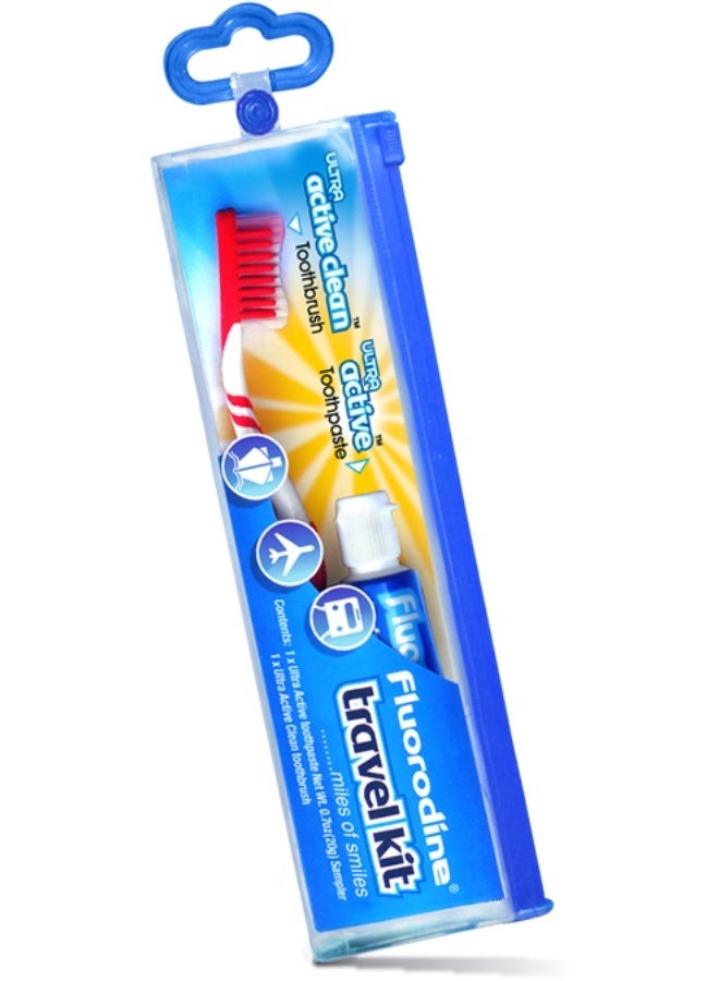 Fluorodine Active Fresh Travel Kit – Complete Oral Care on the Go with Toothpaste & Toothbrush, Made in UK - Image 1