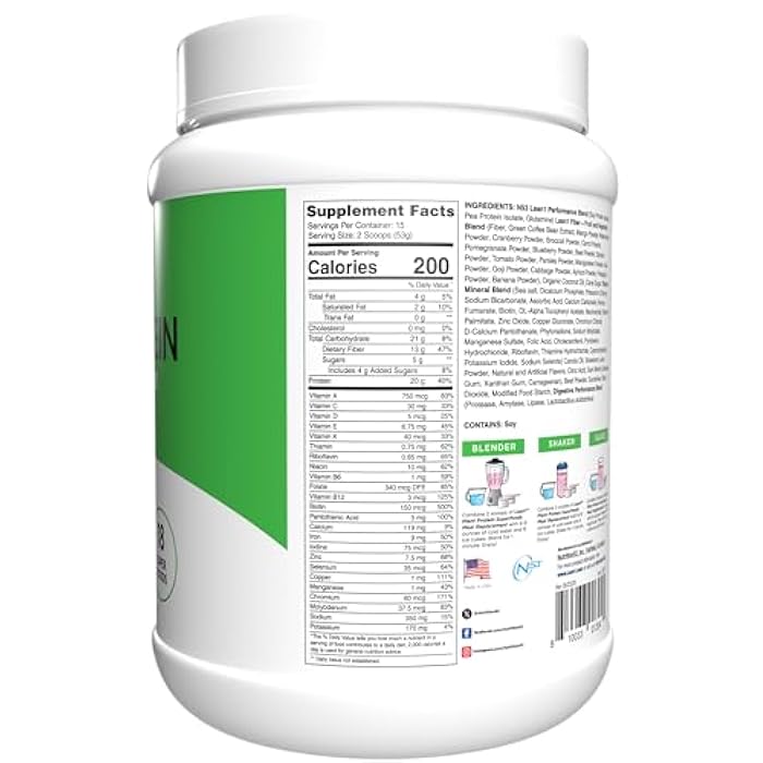 Lean1 Plant Based Protein Powder, Meal Replacement, strawberry flavor, 15 serving - Image 2