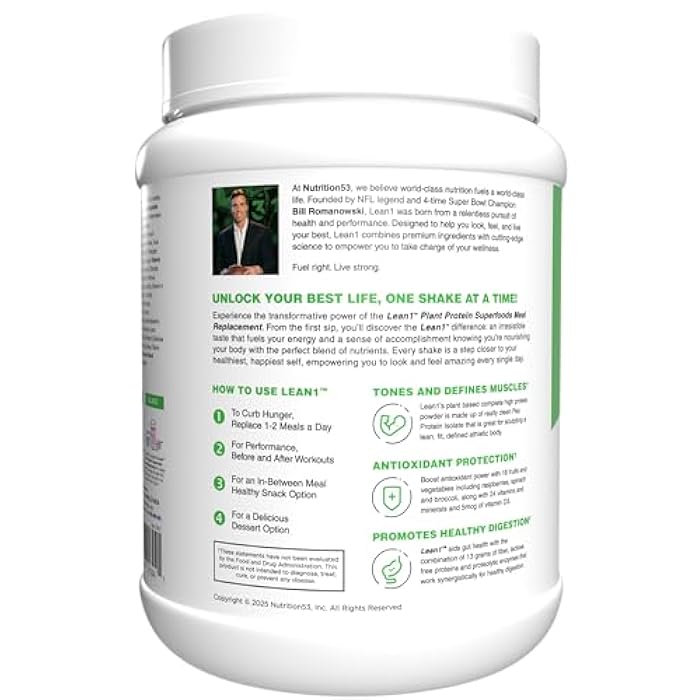 Lean1 Plant Based Protein Powder, Meal Replacement, strawberry flavor, 15 serving - Image 5