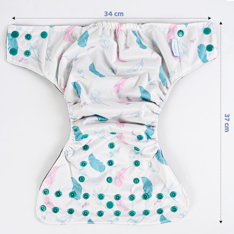 Cherilo حفاضة قماش قابلة لإعادة الاستخدام من شيريلو للمواليد الجدد من 0 إلى 3 سنوات، مانعة للتسرب، حفاضات قماش قابلة للغسل، بدون تسرب جانبي، حفاضة جيب بحجم قابل للتعديل (حفاضة بنمط ناعم كريمي + 1 إدخال) - Image 2