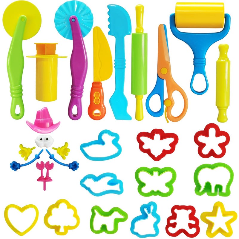 IHESPABLD Playdough Tool Kit  28 Pcs Basic Clay And Dough Tools Starter Set For Kids Ages 3+ Creative Play Accessories With Various Shape Molds & Cutters  Sensory Clay Toys Gifts For Back To School Christmas - Image 1