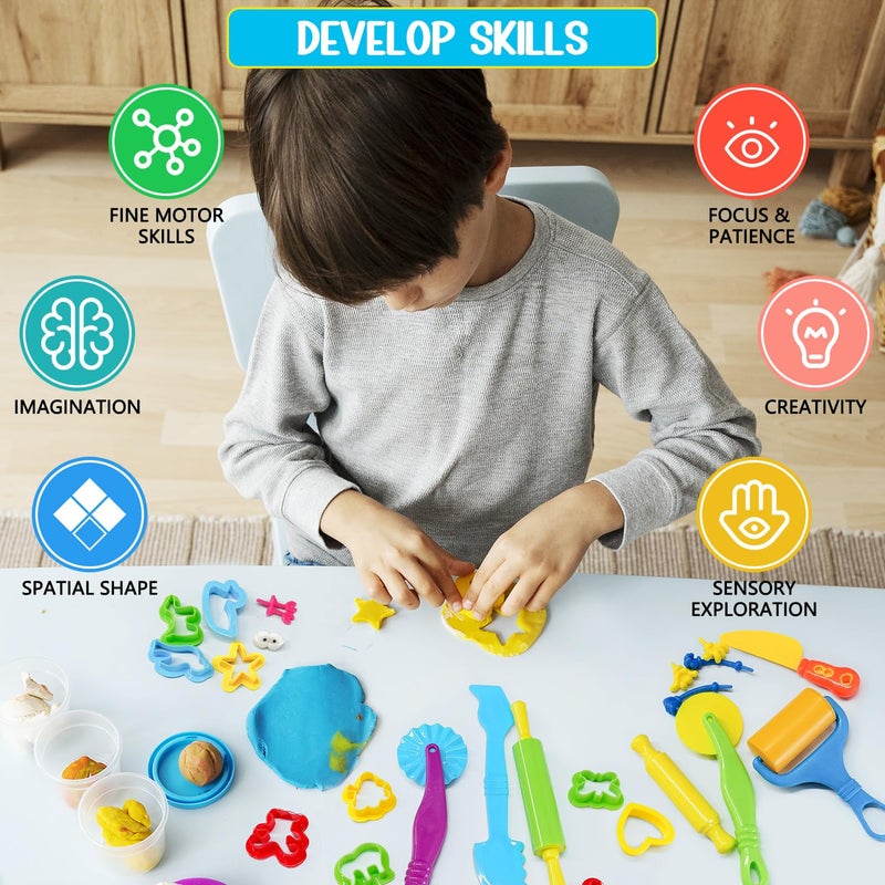 IHESPABLD Playdough Tool Kit  28 Pcs Basic Clay And Dough Tools Starter Set For Kids Ages 3+ Creative Play Accessories With Various Shape Molds & Cutters  Sensory Clay Toys Gifts For Back To School Christmas - Image 5