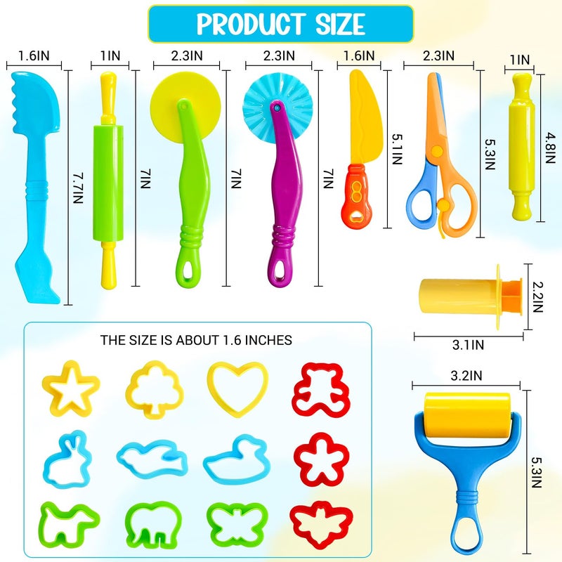 IHESPABLD Playdough Tool Kit  28 Pcs Basic Clay And Dough Tools Starter Set For Kids Ages 3+ Creative Play Accessories With Various Shape Molds & Cutters  Sensory Clay Toys Gifts For Back To School Christmas - Image 2