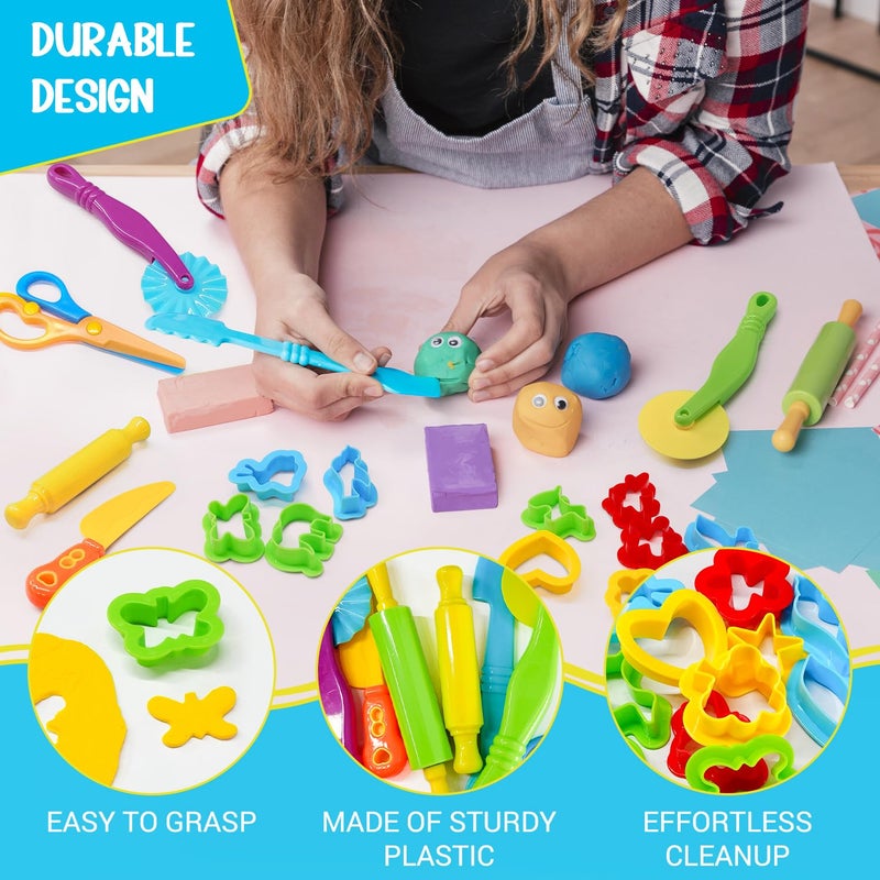 IHESPABLD Playdough Tool Kit  28 Pcs Basic Clay And Dough Tools Starter Set For Kids Ages 3+ Creative Play Accessories With Various Shape Molds & Cutters  Sensory Clay Toys Gifts For Back To School Christmas - Image 4