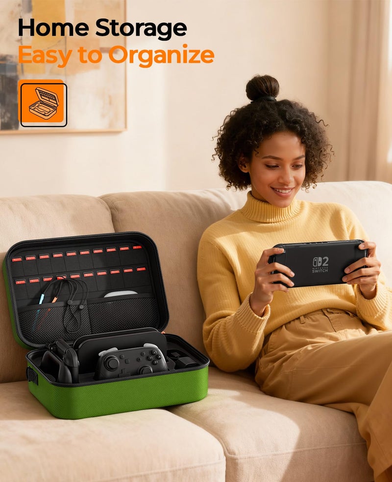 COOWPS Switch 2 Carrying Case 2025, with 4Pcs Thumb Grips, 20 Game Card Slots, Portable Travel Hard Full Protection All In One Storage Case for Nintendo Switch 2 Console Pro Controller Accessories - Image 5