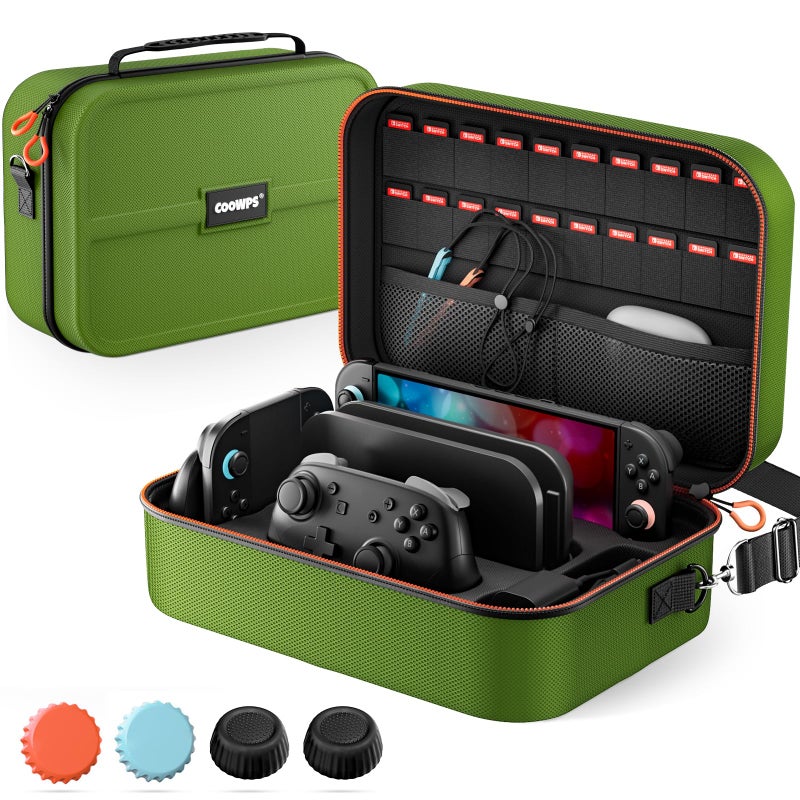 COOWPS Switch 2 Carrying Case 2025, with 4Pcs Thumb Grips, 20 Game Card Slots, Portable Travel Hard Full Protection All In One Storage Case for Nintendo Switch 2 Console Pro Controller Accessories - Image 1