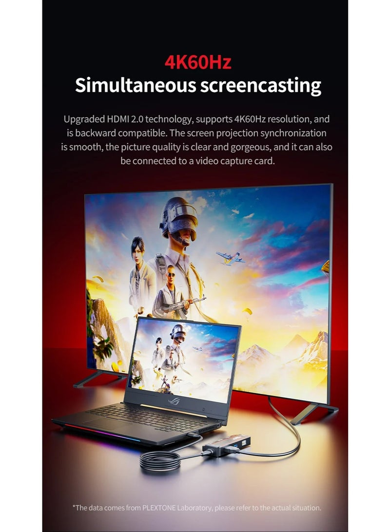 PLEXTONE GS1 7-in-1 Gaming Docking Station for Mobile & Tablet – Game Hub with HDMI, USB3.0, Ethernet, PD Fast-Charge - Image 3