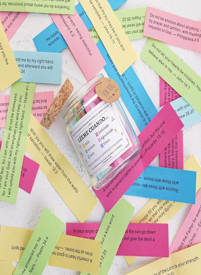 Brevynx Handmade Spanish Bible Verse Jar with Color-Coded Messages, Frasco de Versículos Bíblicos en Español, Leeme Cuando te Sientas versículos en español,Regalos Cristianos, Inspirational Christian Gift Set - Image 5