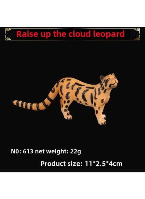 Solid Kids Simulation Wild Animal Toy Feline Cheetah Jaguar Black Panther Leopard Model Gift-Color:Head Up Clouded Leopard 613