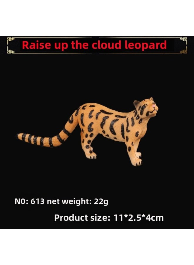 null - Solid Kids Simulation Wild Animal Toy Feline Cheetah Jaguar Black Panther Leopard Model Gift-Color:Head Up Clouded Leopard 613 - Image 1