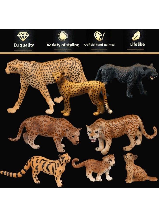null - Solid Kids Simulation Wild Animal Toy Feline Cheetah Jaguar Black Panther Leopard Model Gift-Color:Head Up Clouded Leopard 613 - Image 1