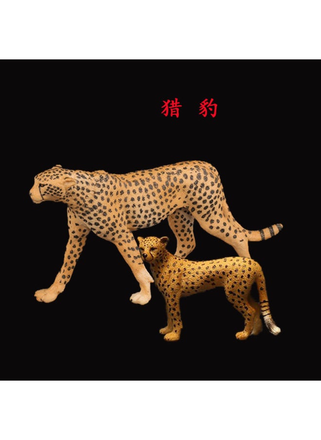 null - Solid Kids Simulation Wild Animal Toy Feline Cheetah Jaguar Black Panther Leopard Model Gift-Color:Head Up Clouded Leopard 613 - Image 1