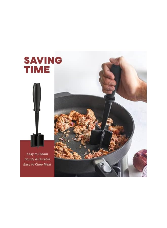 PROMASS Chopper, Hamburger Chopper, Premium Heat Resistant Masher and Smasher for Hamburger Meat, Ground Beef, Ground Turkey and More, Nylon Ground Beef Chopper Tool and Meat Fork, Non Stick Mix Chopper - Image 4