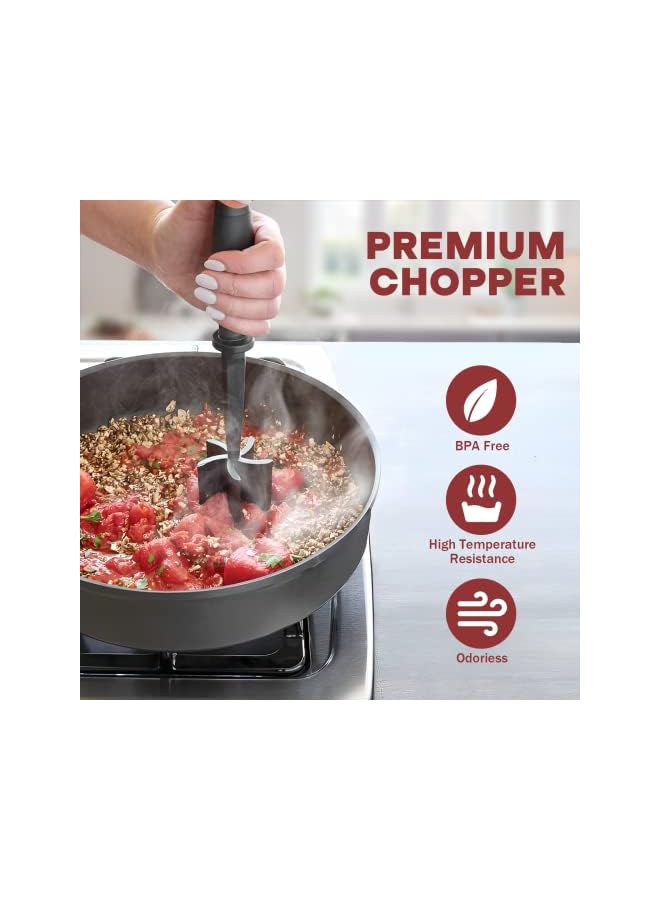 PROMASS Chopper, Hamburger Chopper, Premium Heat Resistant Masher and Smasher for Hamburger Meat, Ground Beef, Ground Turkey and More, Nylon Ground Beef Chopper Tool and Meat Fork, Non Stick Mix Chopper - Image 5