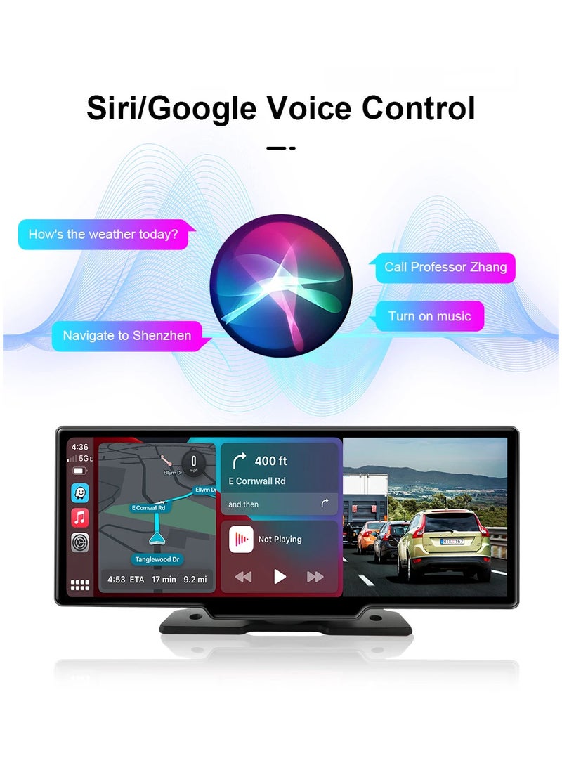 Generic - 10.26 inch touch screen car multimedia Wi-Fi video player wireless screen for all types of cars and trucks for Android devices front 4K and rear camera ,With Siri/Google voice commands - Image 1