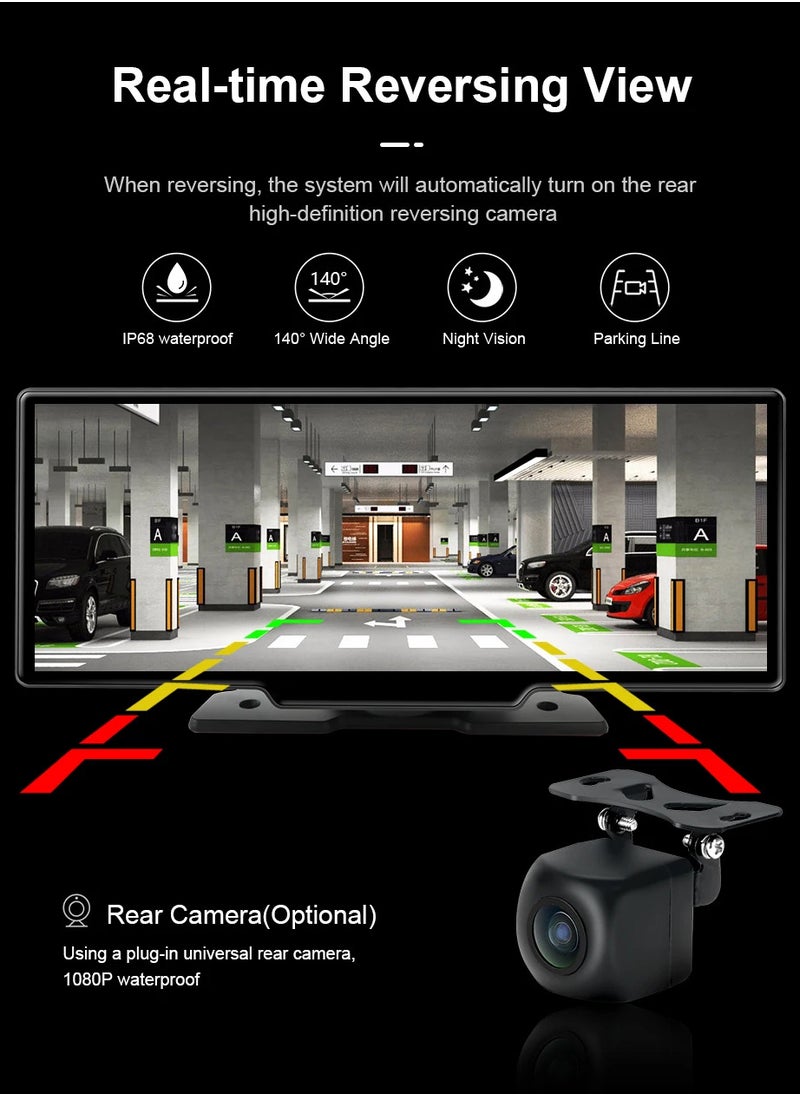 Generic - 10.26 inch touch screen car multimedia Wi-Fi video player wireless screen for all types of cars and trucks for Android devices front 4K and rear camera ,With Siri/Google voice commands - Image 1