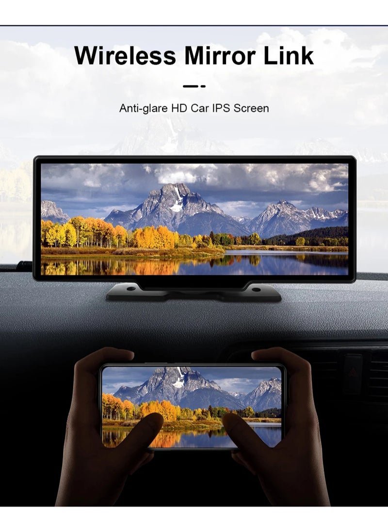 Generic - 10.26 inch touch screen car multimedia Wi-Fi video player wireless screen for all types of cars and trucks for Android devices front 4K and rear camera ,With Siri/Google voice commands - Image 1