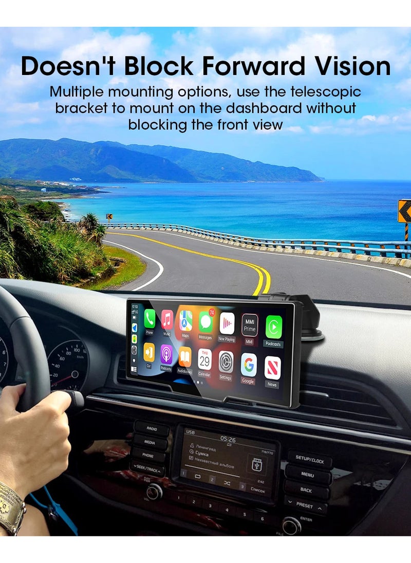 Generic - 10.26 inch touch screen car multimedia Wi-Fi video player wireless screen for all types of cars and trucks for Android devices front 4K and rear camera ,With Siri/Google voice commands - Image 1