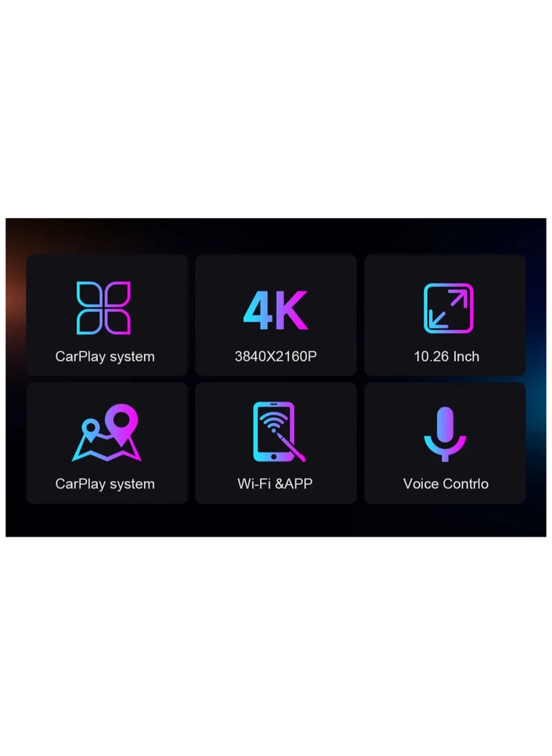 Generic - 10.26 inch touch screen car multimedia Wi-Fi video player wireless screen for all types of cars and trucks for Android devices front 4K and rear camera ,With Siri/Google voice commands - Image 1