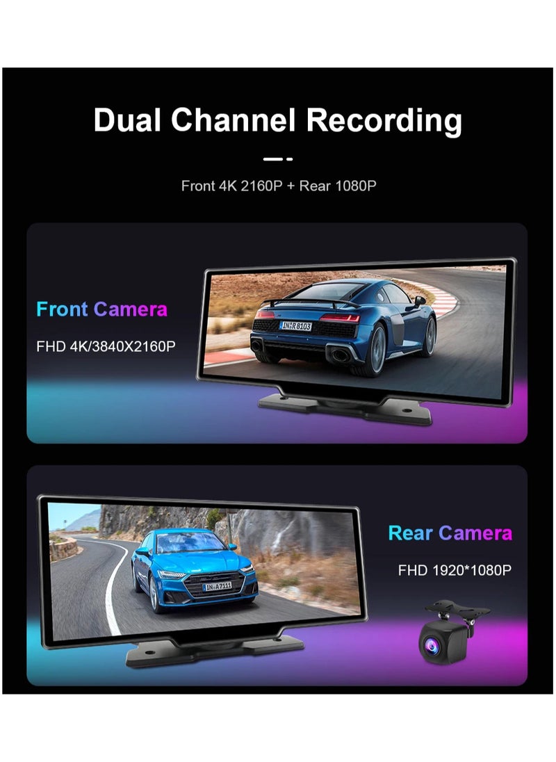 Generic - 10.26 inch touch screen car multimedia Wi-Fi video player wireless screen for all types of cars and trucks for Android devices front 4K and rear camera ,With Siri/Google voice commands - Image 1