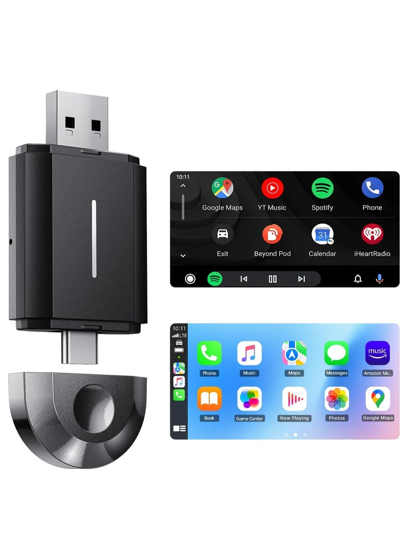 Generic - 2-in-1 Wireless CarPlay & Android Auto Adapter, 5GHz WiFi, Plug & Play Type-C/USB, Supports OTA Updates, Auto Reconnect, Converts Wired CarPlay to Wireless. - Image 1
