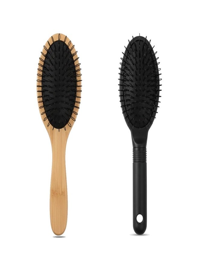 مجموعة فرشاة AHS Loop Wigs (خشبية وبلاستيكية) لتركيبات الشعر المصنوعة من السيليكون، ووصلات الشعر، وحلقات الشعر | فرشاة فك تشابك الشعر المستعار، ووصلات الشعر، وحلقات الشعر | أداة احترافية للعناية بالشعر (أسود وخشب) - Image 1