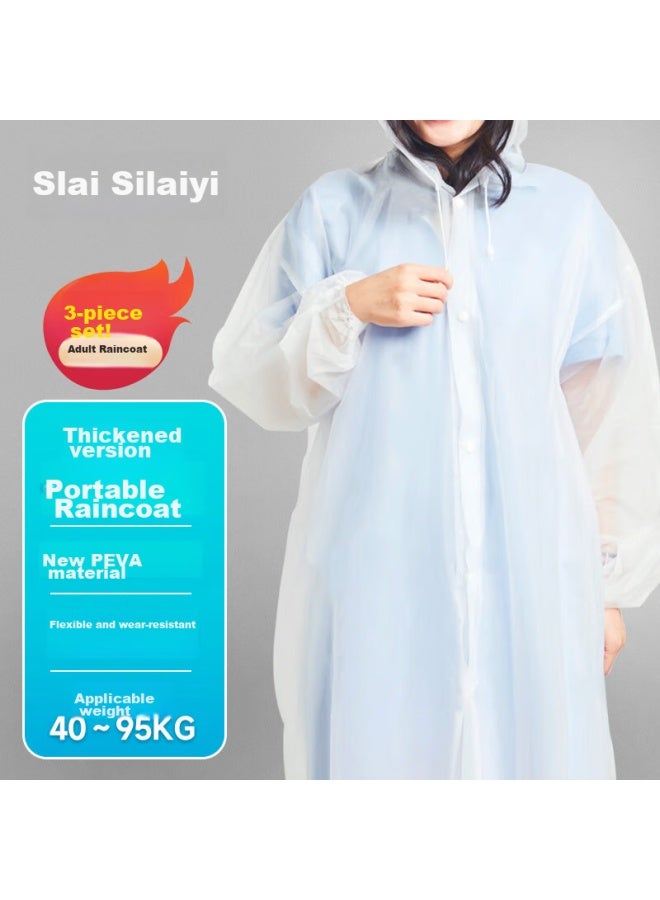 Silayi Siliyi Adult Raincoat, Disposable Rain Poncho, Semi-transparent, Long Style With Hood, Thickened Cycling Raincoat, 3-pack - Image 1