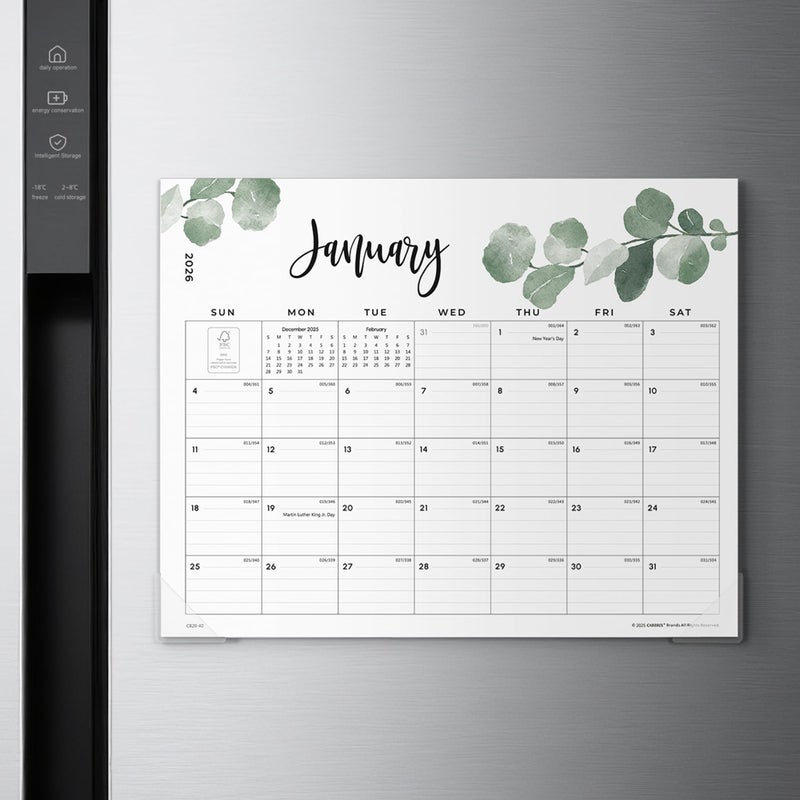 Cabbrix Magnetic Calendar for Refrigerator 2026, Monthly Fridge Calendar Magnet Covering January 2026 to June 2027, 15 x 12 inch, Aesthetic Greenery Design, Easy Organizing - Image 3