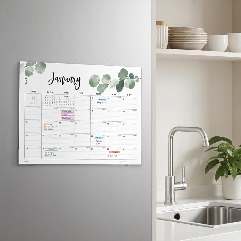 Cabbrix Magnetic Calendar for Refrigerator 2026, Monthly Fridge Calendar Magnet Covering January 2026 to June 2027, 15 x 12 inch, Aesthetic Greenery Design, Easy Organizing - Image 2