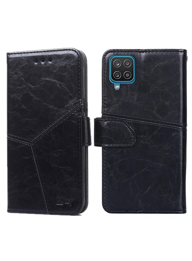 S-TOP Case For Samsung Galaxy A12 Geometric Stitching Horizontal Flip TPU + PU Leather Case with Holder & Card Slots & Wallet - Image 1