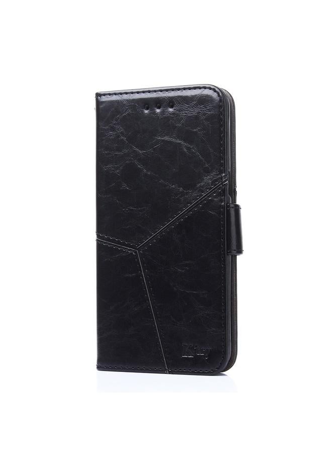 S-TOP Case For Samsung Galaxy A12 Geometric Stitching Horizontal Flip TPU + PU Leather Case with Holder & Card Slots & Wallet - Image 2