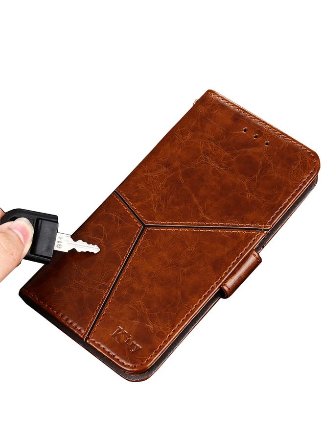 S-TOP Case For Samsung Galaxy A12 Geometric Stitching Horizontal Flip TPU + PU Leather Case with Holder & Card Slots & Wallet - Image 5